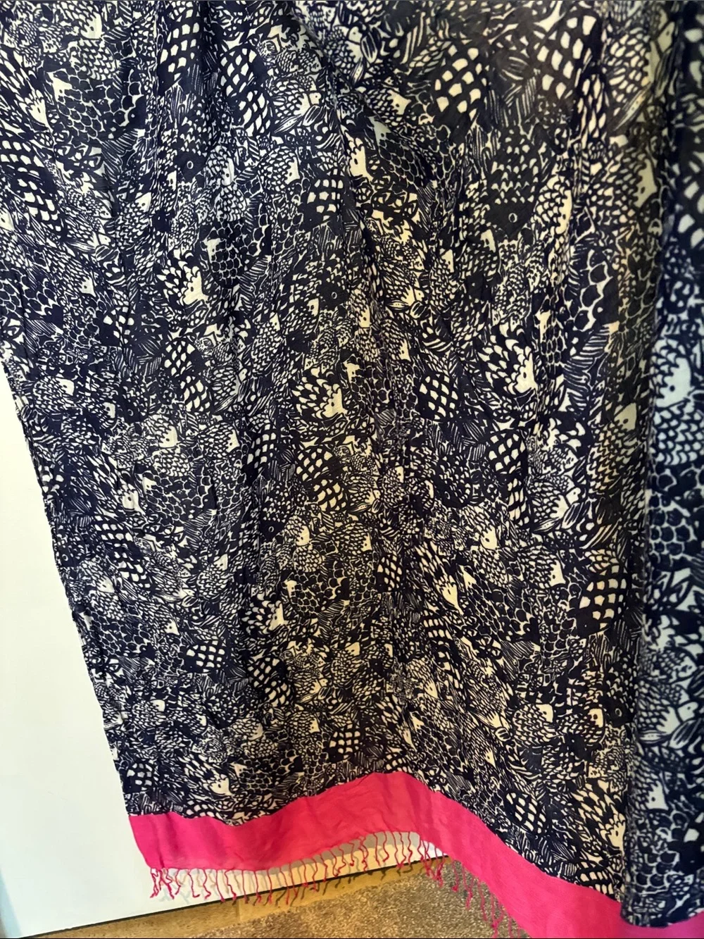 Lilly Pulitzer Navy and Hot Pink Floral Scarf